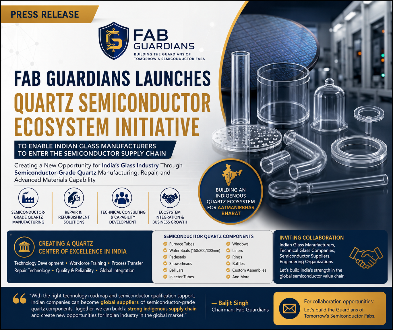Fab Guardians Launches Quartz Semiconductor Ecosystem Initiative to Enable Indian Glass Manufacturers to Enter the Semiconductor Supply Chain